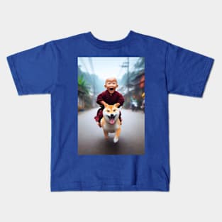 dog racing monk Kids T-Shirt